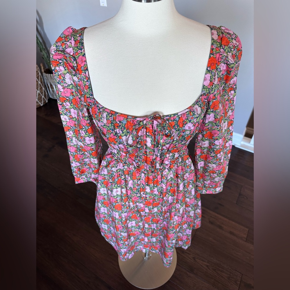 J. Crew Cinched-Waist Organic Cotton Dress Floral Liberty Meadow Song 12 NWOT - Picture 6 of 13